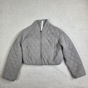 Lululemon Quilted Bomber Jacket Womens 4 Crop Full Zip Front W3HFMS Riverstone